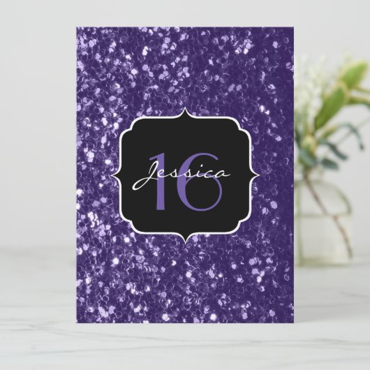 Invitation Parties scintillant ultra violet foncé scintille d (Debout devant)