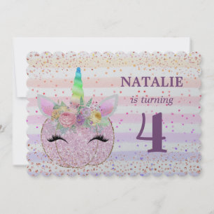 Invitation Parties scintillant Unicorn Citrouille Girls 4e an