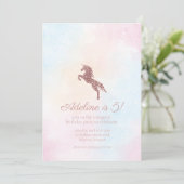 Invitation Parties scintillant Unicorn Fille Anniversaire Fêt (Debout devant)