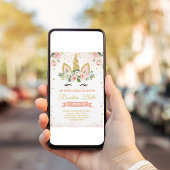 Invitation Parties scintillant Unicorn Magie Party