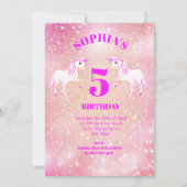 Invitation Parties scintillant Unicorn Magique rose mignon An (Devant)