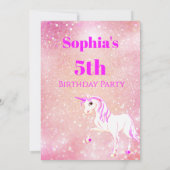 Invitation Parties scintillant Unicorn Magique rose mignon An (Dos)