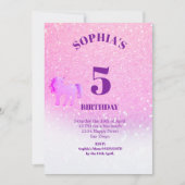 Invitation Parties scintillant Unicorn Magique violet mignon  (Devant)