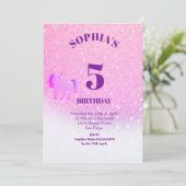 Invitation Parties scintillant Unicorn Magique violet mignon  (Debout devant)