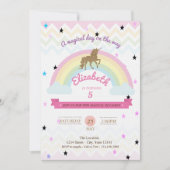 Invitation Parties scintillant Unicorn, Rainbow Stars Anniver (Devant)