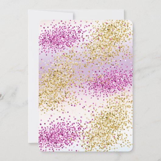 Invitation Parties scintillant Unicorne Rose or Anniversaire (Dos)