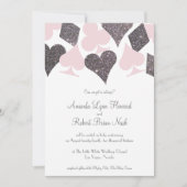 Invitation Parties scintillant Vegas Mariage Blush Pink et Si (Devant)