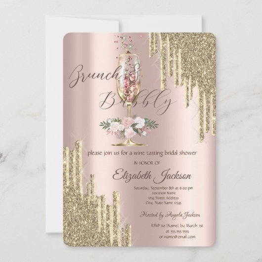 Invitation Parties scintillant, Verre, Brunch & Fête des mari (Devant)