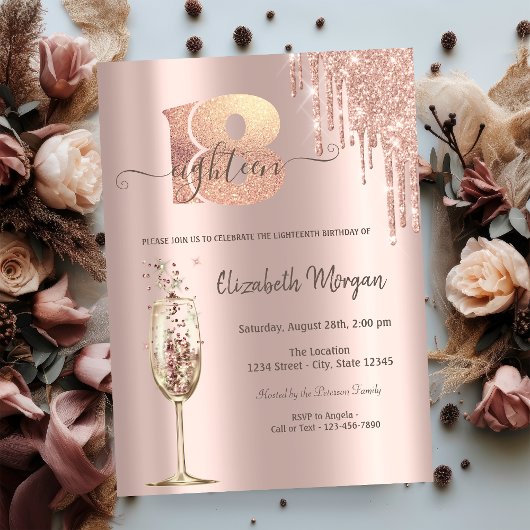 Invitation Parties scintillant Verres Champagne Verre 18e ann