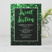 Invitation Parties scintillant vert foncé pétillant Sweet 16  (Debout devant)