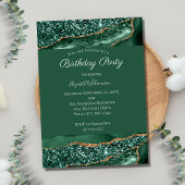 Invitation Parties scintillant Vert Or Agate Marbre Pour Son 
