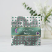 Invitation Parties scintillant verte à huile d'argent violet  (Debout devant)