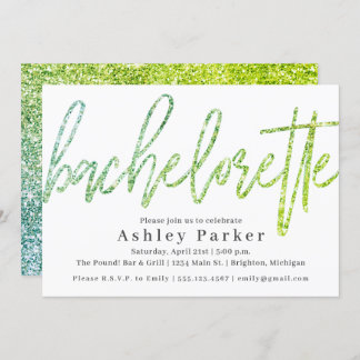Invitation Parties scintillant verte Bachelorette Party Invit