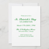 Invitation Parties scintillant verte cool St patrick's Day Pa (Dos)