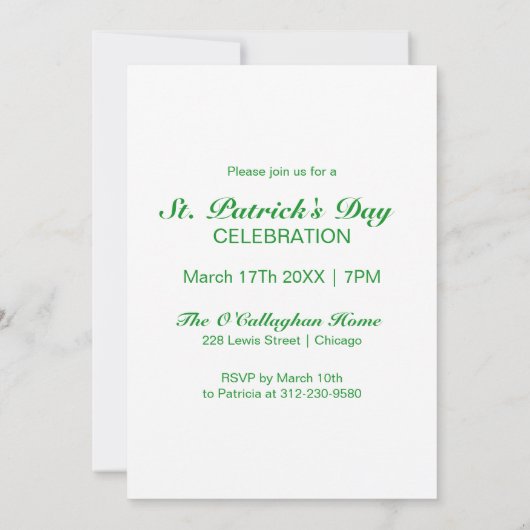 Invitation Parties scintillant verte cool St patrick's Day Pa (Dos)