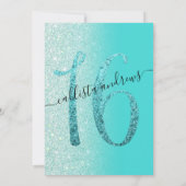 Invitation Parties scintillant verte de menthe Turquoise fill (Dos)