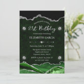 Invitation Parties scintillant verte et argent Agate 21e anni (Debout devant)
