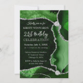 Invitation Parties scintillant verte et argent Faux Agate Ann (Devant)