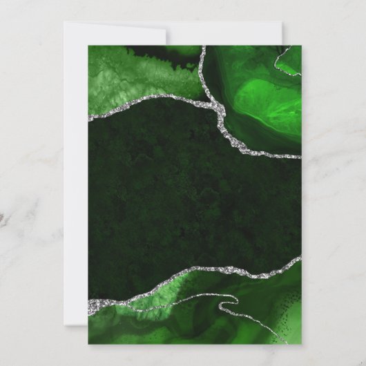 Invitation Parties scintillant verte et argent Faux Agate Ann (Dos)