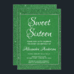 Invitation Parties scintillant verte et étincelle douce 16 fê<br><div class="desc">Parties scintillant verte et Invitation Sweet sixteen étincelante. Cette invitation est parfaite pour une fête d'anniversaire Green Theme Girl's Sweet 16 qui cherche à célébrer dans Green et Silver Foil. Veuillez contacter le concepteur pour les articles correspondants.</div>