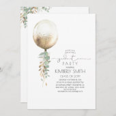 Invitation Parties scintillant verte et or Ballons Graduation (Devant / Derrière)