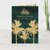 Invitation Parties scintillant verte et or Date Palm Mariage  (Devant)