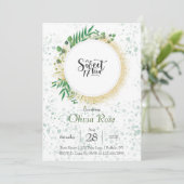 Invitation Parties scintillant verte et or Douce 17e fête d'a (Debout devant)