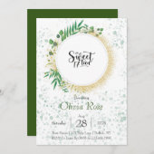 Invitation Parties scintillant verte et or Douce 17e fête d'a (Devant / Derrière)