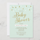 Invitation Parties scintillant verte et or  Raindrops Baby sh (Devant)