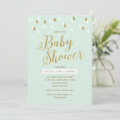 Invitation Parties scintillant verte et or  Raindrops Baby sh (Debout devant)