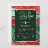 Invitation Parties scintillant verte et rouge Noël Agate Anni (Devant)