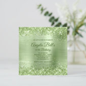 Invitation Parties scintillant verte Faux Sparkly Mint Brossé (Debout devant)