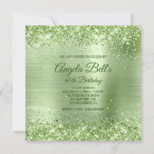 Invitation Parties scintillant verte Faux Sparkly Mint Brossé (Devant)