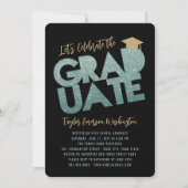 Invitation Parties scintillant verte Graduate Couduate Gradua (Devant)