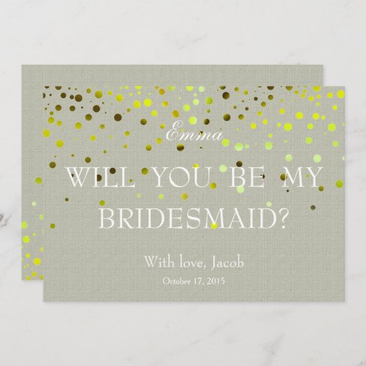 Invitation Parties scintillant Verte Minimale Serez-Vous Ma S (Devant / Derrière)