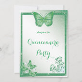 Invitation parties scintillant verte papillon quinceanera (Devant)