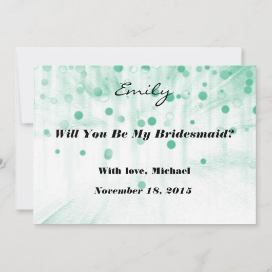 Invitation Parties scintillant Verte Serez-vous mon Bridesmai (Devant)