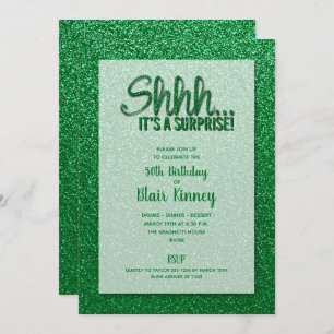 Invitation Parties scintillant verte SURPRISE Anniversaire