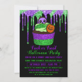 Invitation Parties scintillant verte violet de néon Cupcake H (Devant)