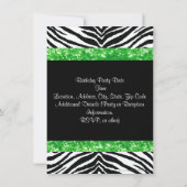 Invitation Parties scintillant verte Zebra Bow Custom Girl An (Dos)