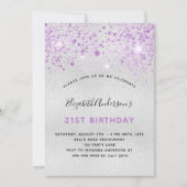 Invitation Parties scintillant violet argent d'anniversaire (Devant)