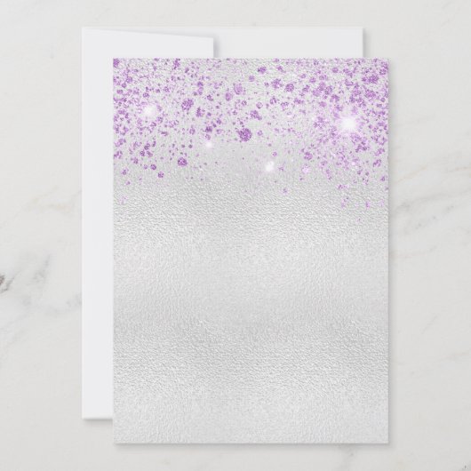 Invitation Parties scintillant violet argent d'anniversaire (Dos)