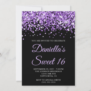 Invitation Parties scintillant violet Black Sweet 16