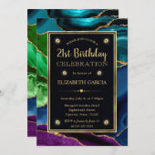 Invitation Parties scintillant violet, bleu et vert Agate Ann (Devant / Derrière)