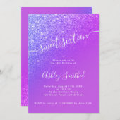 Invitation Parties scintillant violet clair ombre chic script (Devant / Derrière)