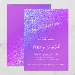 Invitation Parties scintillant violet clair ombre chic script