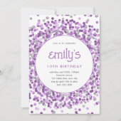 Invitation Parties scintillant violet Confetti Jouer Annivers (Devant)