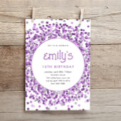 Invitation Parties scintillant violet Confetti Jouer Annivers