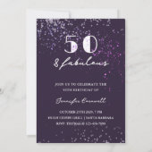 Invitation Parties scintillant Violet Confetti TOUTE ANNÉE An (Dos)