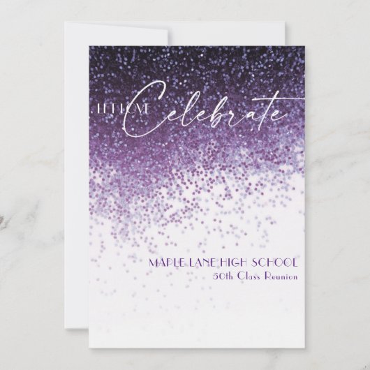 Invitation Parties scintillant Violet Confetti TOUTE ANNÉE Cl (Devant)